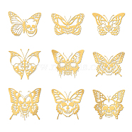 Nickel Decoration Stickers, Metal Resin Filler, Epoxy Resin & UV Resin Craft Filling Material, Golden, Butterfly, 40x40mm, 9pcs/set(DIY-WH0450-144)
