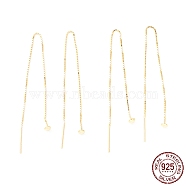 925 Sterling Silver Ear Thread, Ball Drop Long Chain Tassel Dangle Stud Earrings for Women, Golden, 100mm, Pin: 0.7mm(STER-P047-10G)