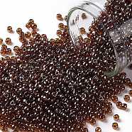 TOHO Round Seed Beads, Japanese Seed Beads, (114) Transparent Luster Smoky Topaz, 11/0, 2.2mm, Hole: 0.8mm, about 1110pcs/10g(X-SEED-TR11-0114)