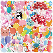 50Pcs Balloon PVC Adhesive Stickers Set, for DIY Scrapbooking and Journal Decoration, Mixed Color, 40~80mm(PW-WG80069-01)