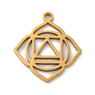 304 Stainless Steel Pendants, Laser Cut, Chakra Charm, Real 18K Gold Plated, Muladhara, 20x18x1mm, Hole: 1.5mm(STAS-M072-01D)