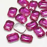 Pointed Back Glass Rhinestone Cabochons, Faceted, Rectangle Octagon, Rose, 8x6x3mm(RGLA-T079-6x8mm-09)