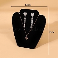 Wood Covered with Velvet Jewelry Bust Display Stands for Necklaces, Earrings, Black, 19x21cm(PW-WG77498-04)