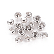 Brass Crimp Beads Covers, Nickel Free, Platinum Color, Size: About 4mm In Diameter, Hole: 1.5~1.8mm(KK-H290-NFN-NF)