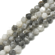 Natural Hawk's Eye Beads Strands, Eagle Eye Stone, Faceted, Round, 6~6.5x5.5~6x5.5~6mm, Hole: 1mm, about 60pcs/strand, 14.6 inch(G-S300-104-6mm)