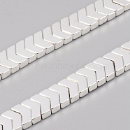 Electroplated Non-magnetic Synthetic Hematite Beads Strands, Arrow, Silver Plated, 5.5x8x3mm, Hole: 1mm, about 114pcs/Strand, 16.14 inch(41cm)(G-F682-04A-S)
