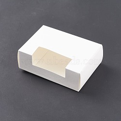 Kraft Paper Box, with Window, No Plastic Covering, Rectangle, White, 9.2x6.5x3.2cm(CON-XCP0001-11)