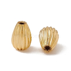 Brass Beads, Long-Lasting Plated, Corrugated Vase Shape, Real 18K Gold Plated, 7x5mm, Hole: 1mm(X-KK-A171-02G)
