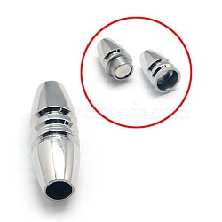 Tarnish Resistant 304 Stainless Steel Magnetic Clasps with Glue-in Ends, Oval, 26.5x10mm, Hole: 5mm(STAS-E006-63)