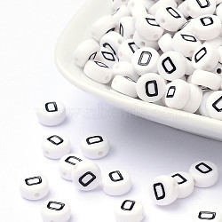 Acrylic Beads, with Horizontal Hole, Letter, Flat Round, Letter.D, 7x4mm, Hole: 1mm, about 3500pcs/500g(PL37C9070-D)