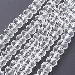 Handmade Glass Beads, Faceted Rondelle, Clear, 14x10mm, Hole: 1mm, about 60pcs/strand(X-G02YI015)