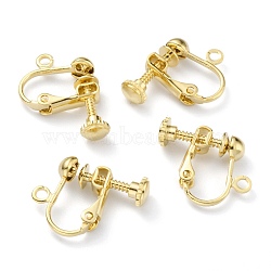 Brass Clip-on Earring Findings, Spiral Ear Clip, Components Screw Back Ear Wire Non Pierced Earring Converter, with Loop, for Jewelry Making, Real 24K Gold Plated, 17x14x5mm, Hole: 1.6mm(KK-Z007-21G)