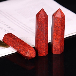 Point Tower Natural Bloodstone Home Display Decoration, Healing Stone Wands, for Reiki Chakra Meditation Therapy Decors, Hexagon Prism, 80~90mm(PW-WG58924-02)