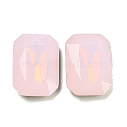 Glass Rhinestone Cabochons, Back Plated, Faceted, Rectangle, Pink, 24.5~25x17.5~18x7.5~8mm(GLAA-A006-25E)