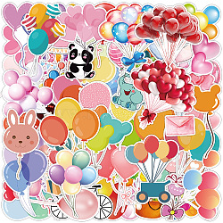 50Pcs Balloon PVC Adhesive Stickers Set, for DIY Scrapbooking and Journal Decoration, Mixed Color, 40~80mm(PW-WG80069-01)