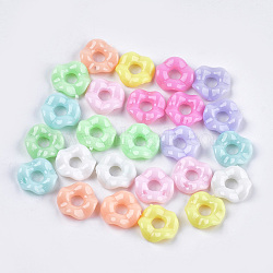 Opaque Acrylic Beads, Donut, Mixed Color, 12.5~13x4mm, Hole: 4mm, about 1920pcs/500g(MACR-S296-65)