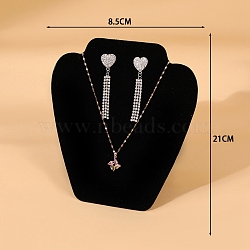 Wood Covered with Velvet Jewelry Bust Display Stands for Necklaces, Earrings, Black, 8.5x21cm(PW-WG77498-04)