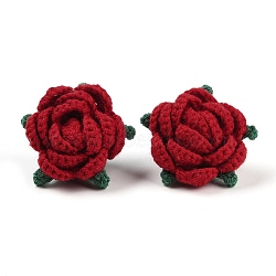 Cotton Knitting Artificial Flower, Ornament Accessories, FireBrick, 56x61.5x39mm(DIY-P082-01E)