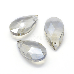 Faceted Glass Pendants, Teardrop, Light Grey, 22x13x8.5mm, Hole: 1mm(GLAA-F069-L-A15)