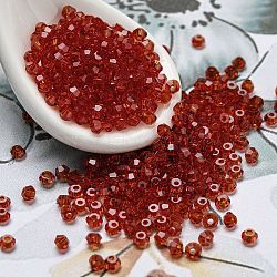 Transparent Glass Beads, Faceted, Bicone, FireBrick, 2x2mm, Hole: 0.7mm, about 720pcs/bag(EGLA-M030-02A-NA02)