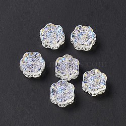 Electroplated Glass Beads, Sunflower, for Jewelry Making, Clear AB, 12.5x11.5x6mm, Hole: 1mm(GLAA-G090-01I)
