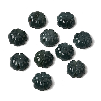 Natural Jadeite Carved Beads, Clover, 13.5~14x13.5~14x5.5~6mm, Hole: 3mm