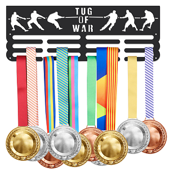 Sports Theme Iron Medal Hanger Holder Display Wall Rack, with Screws, Tug of War Pattern, 150x400mm