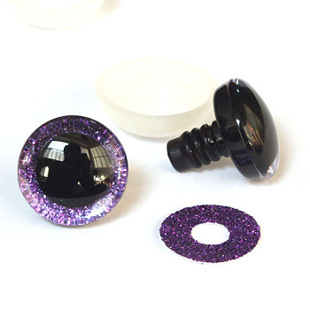 Plastic Safety Craft Eye, with Spacer, PU Sequins Ring, for DIY Doll Toys Puppet Plush Animal Making, Medium Purple, 18mm