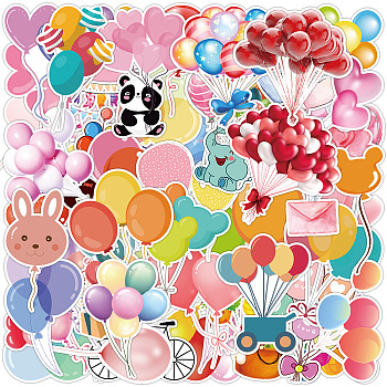 50Pcs Balloon PVC Adhesive Stickers Set, for DIY Scrapbooking and Journal Decoration, Mixed Color, 40~80mm