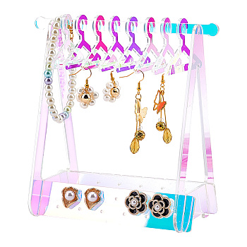 Transparent Acrylic Earring Display Stand, AB Color, Coat Hanger Shape, Clear, Finish Product: 15.2x8.2x15.5cm, Hole: 2mm, about 13pcs/set, 1 set/box