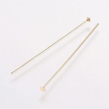 Rack Plating Brass Flat Head Pins, Long-Lasting Plated, Electroplated, Golden, 40x0.8mm, 20 Gauge, Head: 1.8mm