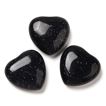 Synthetic Blue Goldstone Cabochons, Heart, 15x15x6mm