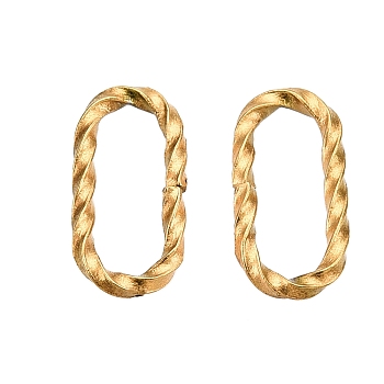 304 Stainless Steel Jump Rings, Open Jump Rings, Twisted, Rectangle Ring, Real 18K Gold Plated, 15 Gauge, 12x6x1.5mm, Inner Diameter: 3.5x10mm