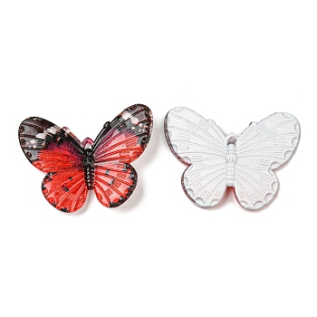 Opaque Acrylic Pendants, Butterfly, Red, 30x4.5x41mm, Hole: 1.5mm
