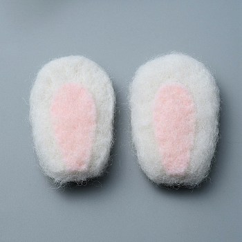 Felt Rabbit Ear Ornament Accessories, for DIY Doll, Hair Band, Punch Embroidery Decoration, White, 51.5x30x11mm