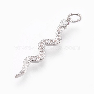 Real Platinum Plated Clear Snake Brass+Cubic Zirconia Pendants