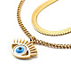 Natural Shell Horse Eye Pendant Double Layer Necklace with Enamel(NJEW-P229-14G)-1