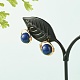 Natural Lapis Lazuli Round Beads Stud Earrings for Girl Women(EJEW-JE04666-01)-3