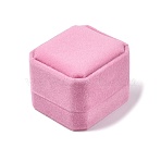 Square Velvet Ring Boxes, Pearl Pink, 49.5x54.5x41.5mm(VBOX-WH0002-01E)