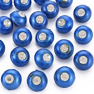 1-Hole Plastic Buttons, with Crystal Rhinestone, Half Round, Royal Blue, 12.5x10mm, Hole: 1.4mm(BUTT-N018-038A)
