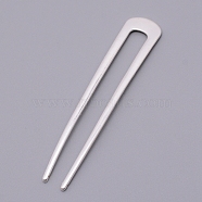 French Hair Forks, U Shape Updo Hair Pins Clips, for Thin Thick Hair, Matte Style, Silver, 98x20x2.5mm(OHAR-WH0018-03B)