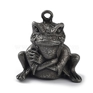 Tibetan Style Alloy Pendant, Frosted, Frog Charm, Antique Silver, 29x28x15.5mm, Hole: 2.7mm(PALLOY-H133-32AS)