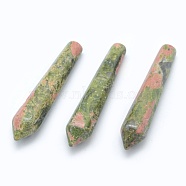 Natural Unakite Pointed Beads, Bullet, Undrilled/No Hole Beads, 50.5x10x10mm(G-E490-E14)
