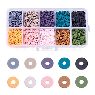 2100Pcs 10 Colors Handmade Polymer Clay Beads, Disc/Flat Round, Heishi Beads, Mixed Color, 6x1mm, Hole: 2mm, 210pcs/color(CLAY-BT0001-04)