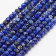 Natural Lapis Lazuli Beads Strands, Faceted, Rondelle, Grade A, 3x2mm, Hole: 0.5~0.6mm, about 129~173pcs/strand, 15.5 inch(39.5cm)(G-F460-06)