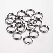304 Stainless Steel Split Rings, Double Loops Jump Rings, Stainless Steel Color, 8x1.5mm, about 6.5mm inner diameter(STAS-D438-02)