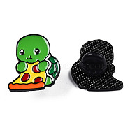 Tortoise with Cheese Enamel Pin, Electrophoresis Black Plated Alloy Animal Badge for Backpack Clothes, Nickel Free & Lead Free, Green, 25x22mm, Pin: 1.2mm(JEWB-N007-245)