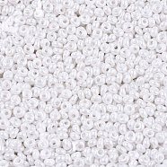 TOHO Short Magatama Beads, Japanese Seed Beads, (121) Opaque Luster White, 3.5x3x2.5mm, Hole: 0.8mm, about 450g/bag(SEED-TM03-121)