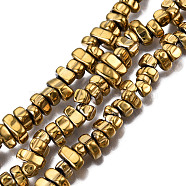 Electroplate Non-magnetic Synthetic Hematite Beads Strands, Nuggets, Light Gold Plated, 5~10x4.5~5.5x4mm, Hole: 1mm, about 105pcs/strand, 14.9 inch(G-T061-102L)