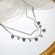 Double Layer Collarbone Chain, Stainless Steel Rope Chain Necklaces for Women(CC8393-2)